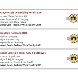 Berliner Wein Trophy 2021 magyar nyertes2 Berliner Wein Trophy 2021 magyar babérokkal zajlott le az áprilisban megrendezett német borversenyen. A rendezők nem fukarkodnak a díjakkal